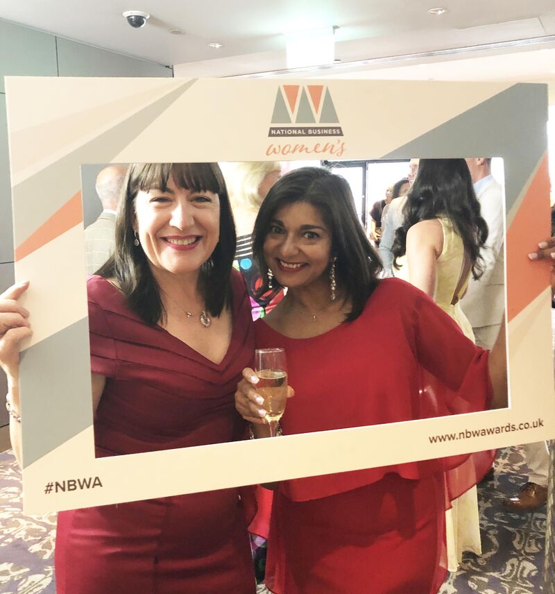 Antoinette Oglethorpe and Sapna Pieroux in photo frame with #nwba
