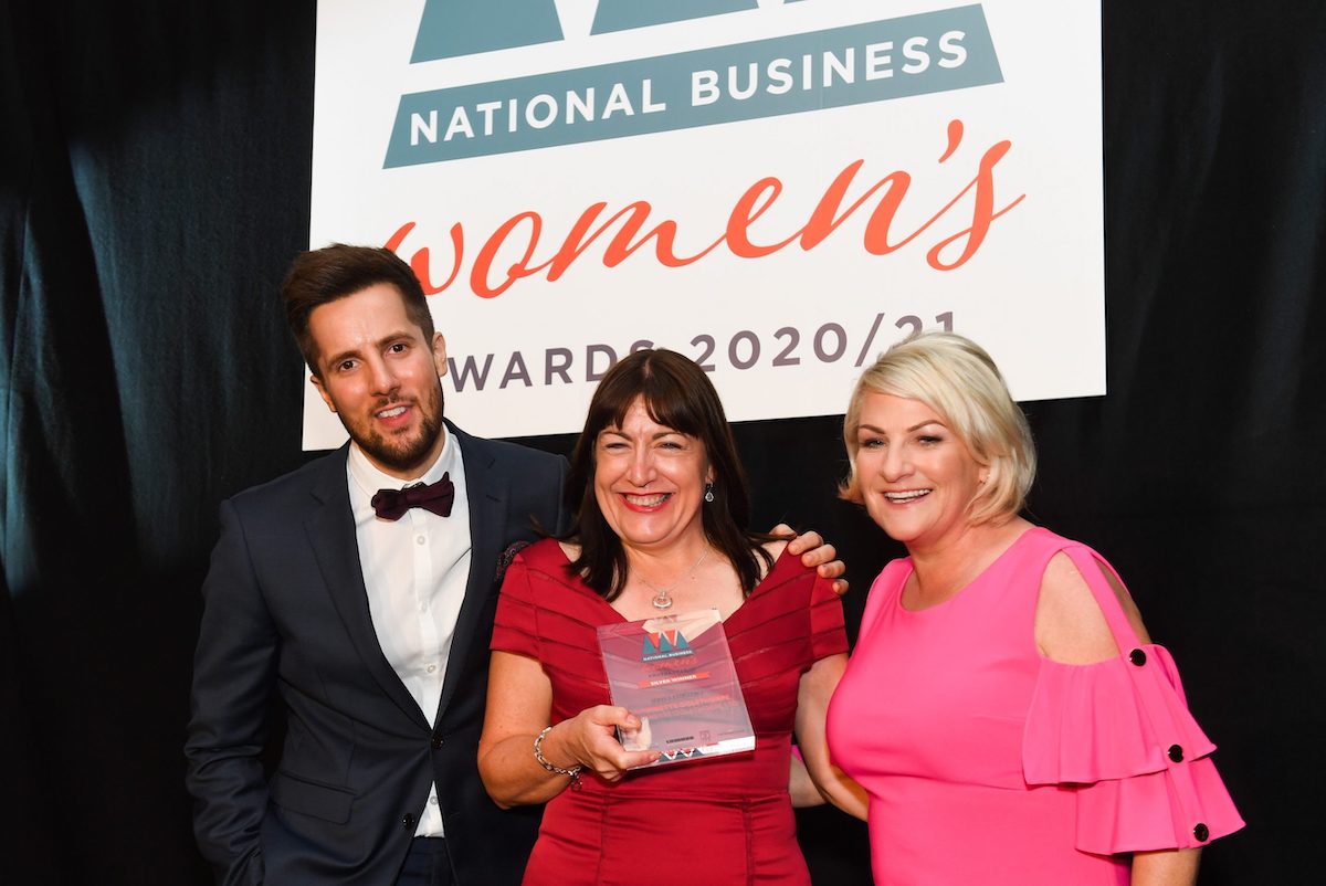 Antoinette Oglethorpe accepting the Silver Award for Service Excellence at the National Business Women's Awards