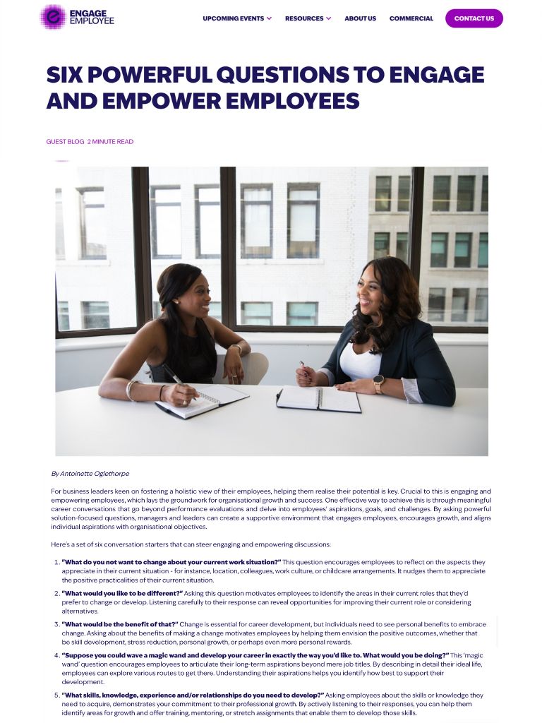 in the press Antoinette Ogelthorpe coverage engage employee Aug 23