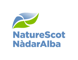 NatureScot NàdarAlba logo with blue and green leaf graphic above the organisation’s name in blue text, written in both English and Scottish Gaelic.