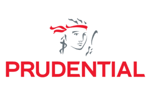 Prudential logo featuring a stylised greyscale outline of a woman's face with a red hairband above the bold red text "PRUDENTIAL" on a white background.