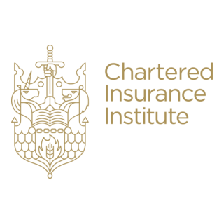 The Chartered Insurance Institute logo featuring a gold shield design with a sword, scales, book, and laurel elements, next to the text "Chartered Insurance Institute" on a light background.