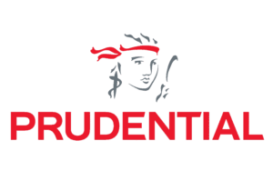 Prudential logo featuring a stylised outline of a woman's face with flowing hair and a red headband above the word "PRUDENTIAL" in bold red letters.