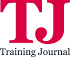 The image shows a logo with large, bold red letters "TJ" and the words "Training Journal" in black text beneath.